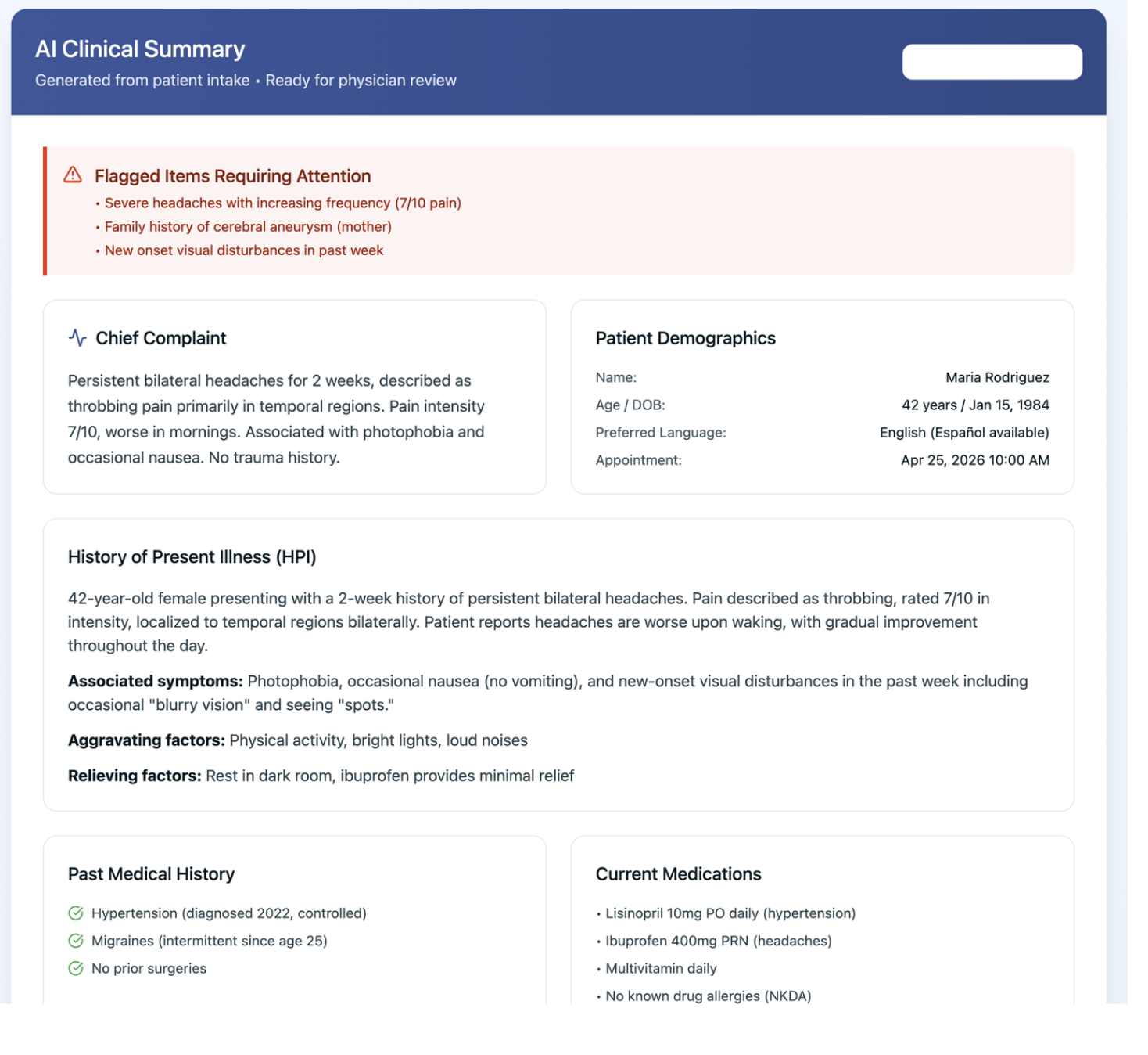 Clarity Health product screen 2